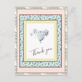 Postal Gracias Floral Blue Balloon Spark Silver