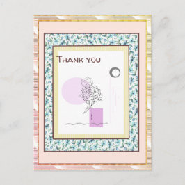 Postal Gracias Floral Pink Blue Gold Spark Resumen