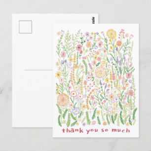 Postal Gracias Flores Coloridas Campos Prado Floral