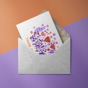 Postal Gracias Flores lindas de garabatos retro