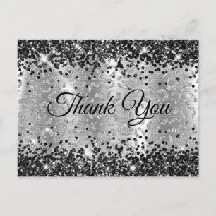 Postal Gracias Foil Leopardo Brillo Negro y Plateado