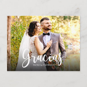 Postal Gracias Foto Elegante Boda Agradecimiento Español