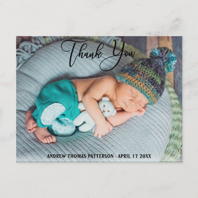 Postal Gracias | Foto moderna de Boho Baby (Anverso)