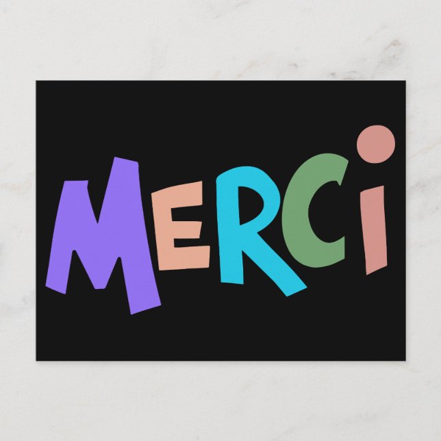 Postal Gracias francés (Anverso)