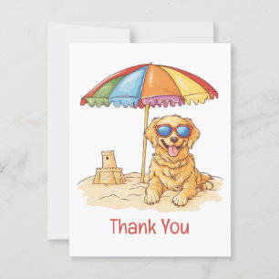 Postal Gracias Golden Retriever Perro de Playa