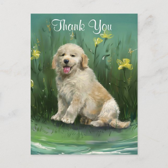 Postal Gracias, Golden Retriever Puppy Postcard (Anverso)