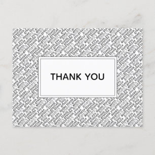 Postal Gracias gracias Arigato Black White Gratitude