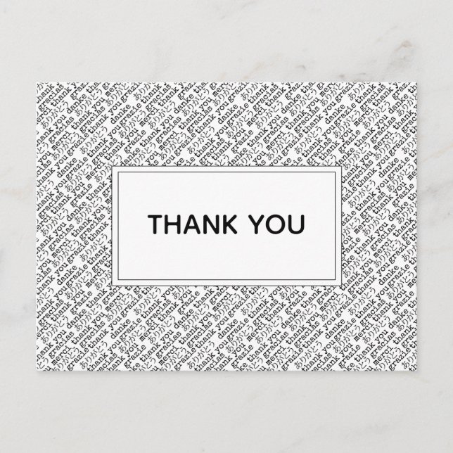 Postal Gracias gracias Arigato Black White Gratitude (Anverso)
