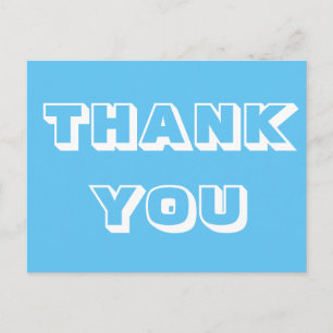 Postal Gracias, gracias, blanco azul claro