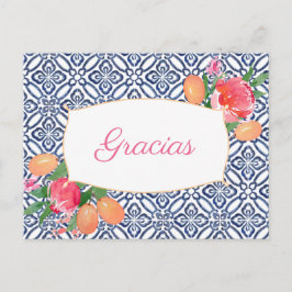 Postal Gracias Gracias Citrus Rosado Caliente.