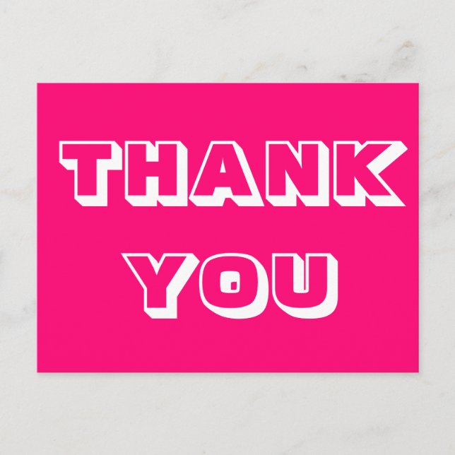 Postal Gracias, gracias, fuchsia blanca rosa (Anverso)