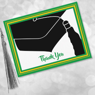 Postal Gracias Grad Cap Green y Gold