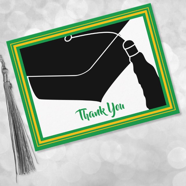 Postal Gracias Grad Cap Green y Gold (Subido por el creador)