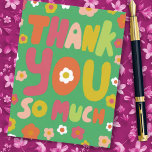 Postal GRACIAS Groovy Daisies Colorful Bubble Letters<br><div class="desc">¡La mano te hizo la tarjeta! Personalizar con tu propio texto o cambia los colores. Revisa mi tienda por muchos más colores y diseños o hazme saber si quieres algo personalizado!</div>