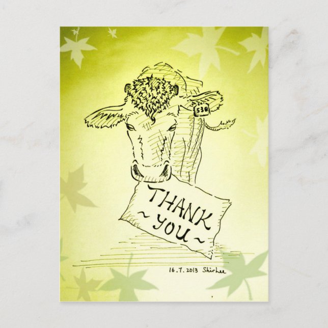 Postal Gracias— Guernsey Cow (Anverso)