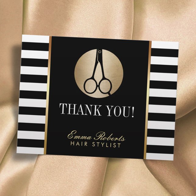 Postal Gracias, Hair Stylist Scissor Logo Moderno Stripes (Subido por el creador)