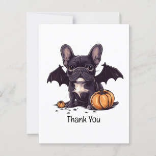 Postal Gracias Halloween Bulldog Francés Murciélago Calab