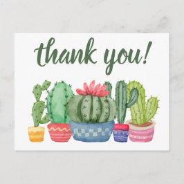 Postal Gracias, hipster cactus acuarela ilustracion