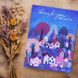 Postal GRACIAS Ilustracion Cute Country Village<br><div class="desc">Personalizar esta dulce tarjeta de agradecimiento con arte hecho a mano. Haga clic en "Personalizar" para editar el texto. A continuación, haga clic en "editar mediante la herramienta de diseño" para ajustar las fuentes, los colores y las colocaciones. Revisa mi tienda para más o hazme saber si quieres algo personalizado!...</div>