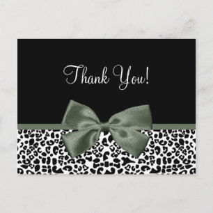 Postal Gracias Leopard moderno Lichen Cinta Verde