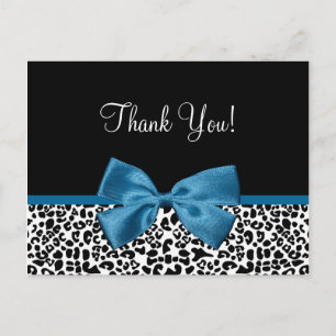 Postal Gracias Leopard moderno Mykonos Blue Ribbon