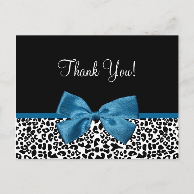 Postal Gracias Leopard moderno Mykonos Blue Ribbon (Anverso)