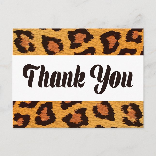 Postal Gracias Leopard Skin Gold y Brown Wedding Party (Anverso)