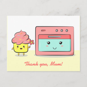 Postal Gracias mamá - Cupcake lindo y horno rosa