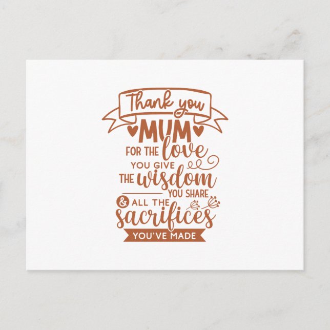 Postal Gracias Mamá Por El Amor Que Das A La Sabiduría Qu (Anverso)