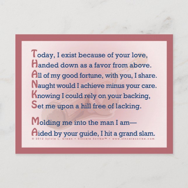 Postal Gracias, Mamáes (Acróstico) (Anverso)