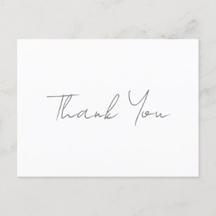 Postal Gracias Mano Gris Letra Clásica Chic Blanca