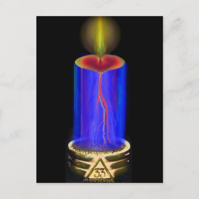 Postal Gracias Masonic Three Ring Candle Post Card (Anverso)
