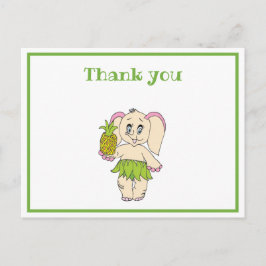 Postal Gracias Menta Floral Piña Y Elefante