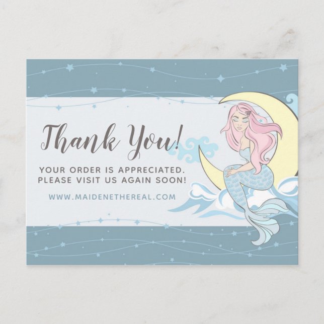 Postal Gracias Mermaid Moon & Stars Mystical Boutique (Anverso)
