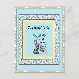 Postal Gracias Mint Floral Cute Dog