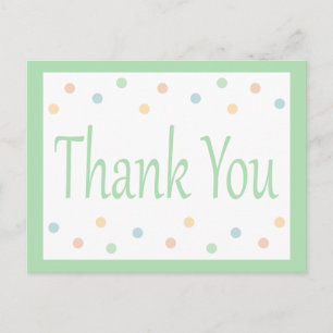 Postal Gracias Mint Green And White Polka Dots