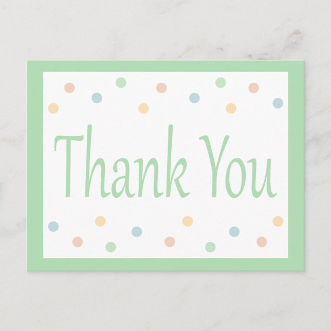 Postal Gracias Mint Green And White Polka Dots (Anverso)