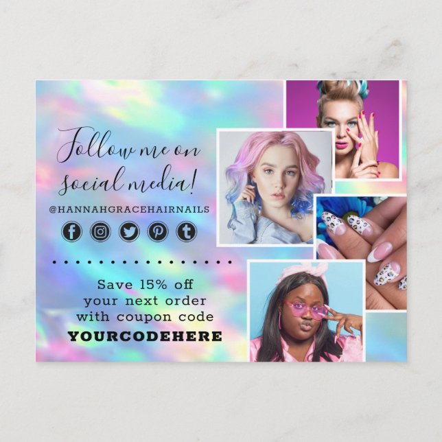 Postal Gracias Moda Pastel Rainbow Swash Logo 4-Photo (Reverso)