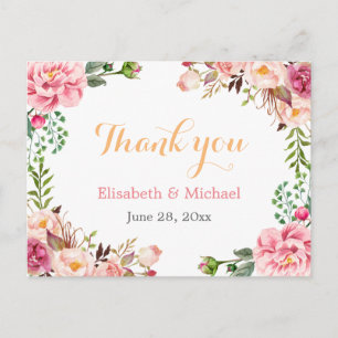 Postal Gracias - Moda romántica floral envuelto