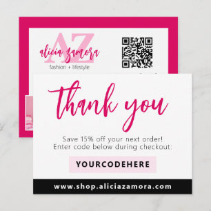 Postal Gracias Modern Magenta Boutique Volante de 4 Fotos
