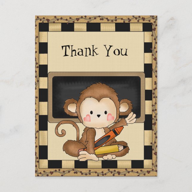 Postal Gracias Monkey School Postcard (Anverso)