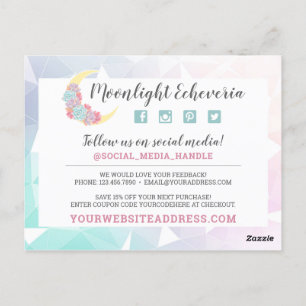 Postal Gracias Moon & Succulent Pastel Mystic Boho Moda