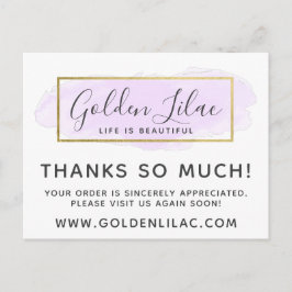 Postal Gracias Morple Watercolor y Gold 4-Photo