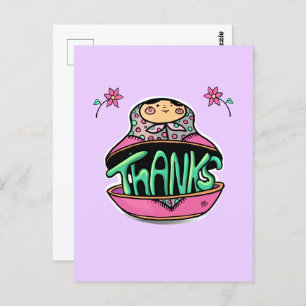 Postal Gracias muñeca rusa