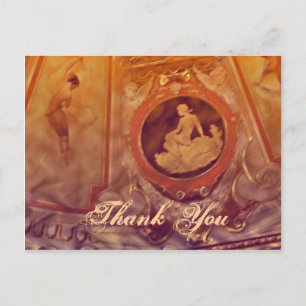 Postal Gracias naranja de cameo de Vintage