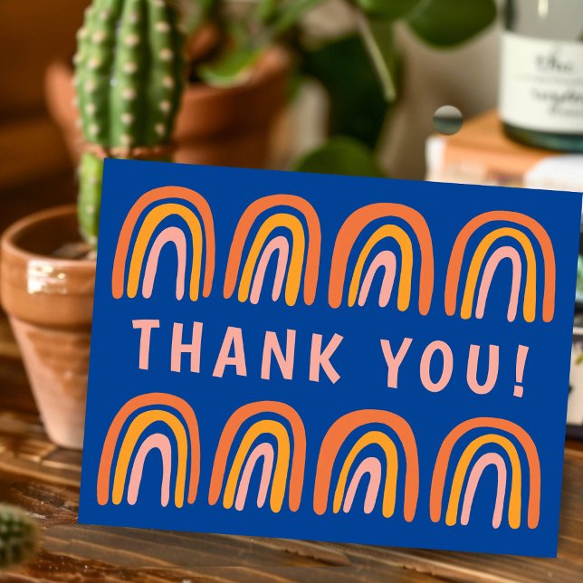 Postal GRACIAS Naranja Rosa Azul Dulce Arcoiris (THANK YOU Pink Orange Blue Sweet Rainbow Postcard
)