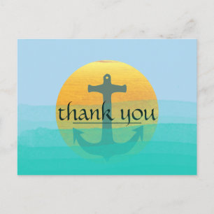 Postal Gracias, Nautical Anchor Blue Sky Moon