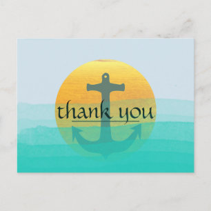 Postal Gracias, Nautical Anchor Blue Sky Moon
