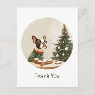 Postal Gracias Navidad Boston Terrier Perro