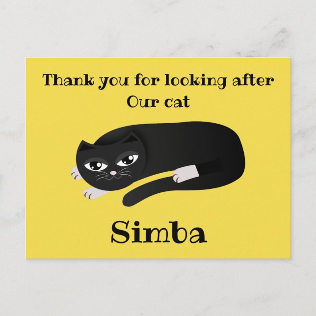 Postal Gracias niñera de gatos (Anverso)